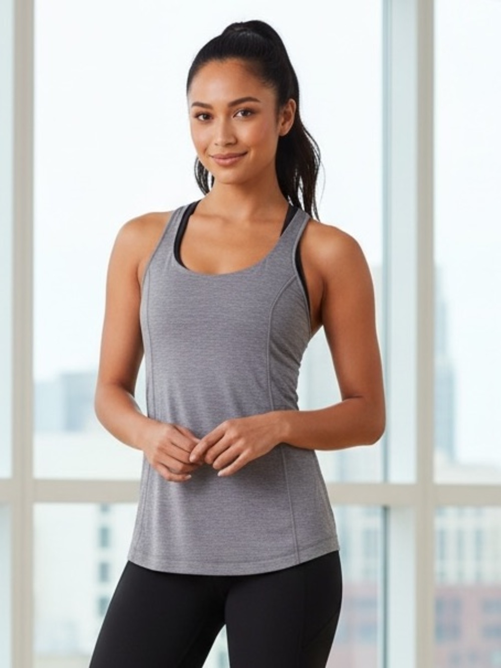 Lululemon | like new gray stretch shelf bra athletic tank top